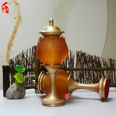 吉祥宮燈琉璃佛具 寺院供燈 純銅LED長明燈