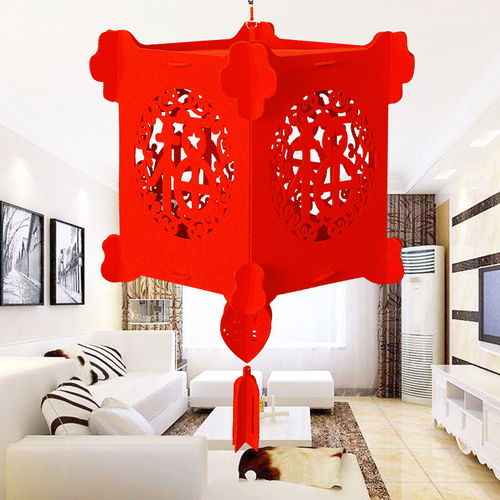 春節新年用品裝飾高檔植絨燈籠貼金掛件元旦元宵節無紡布福字宮燈